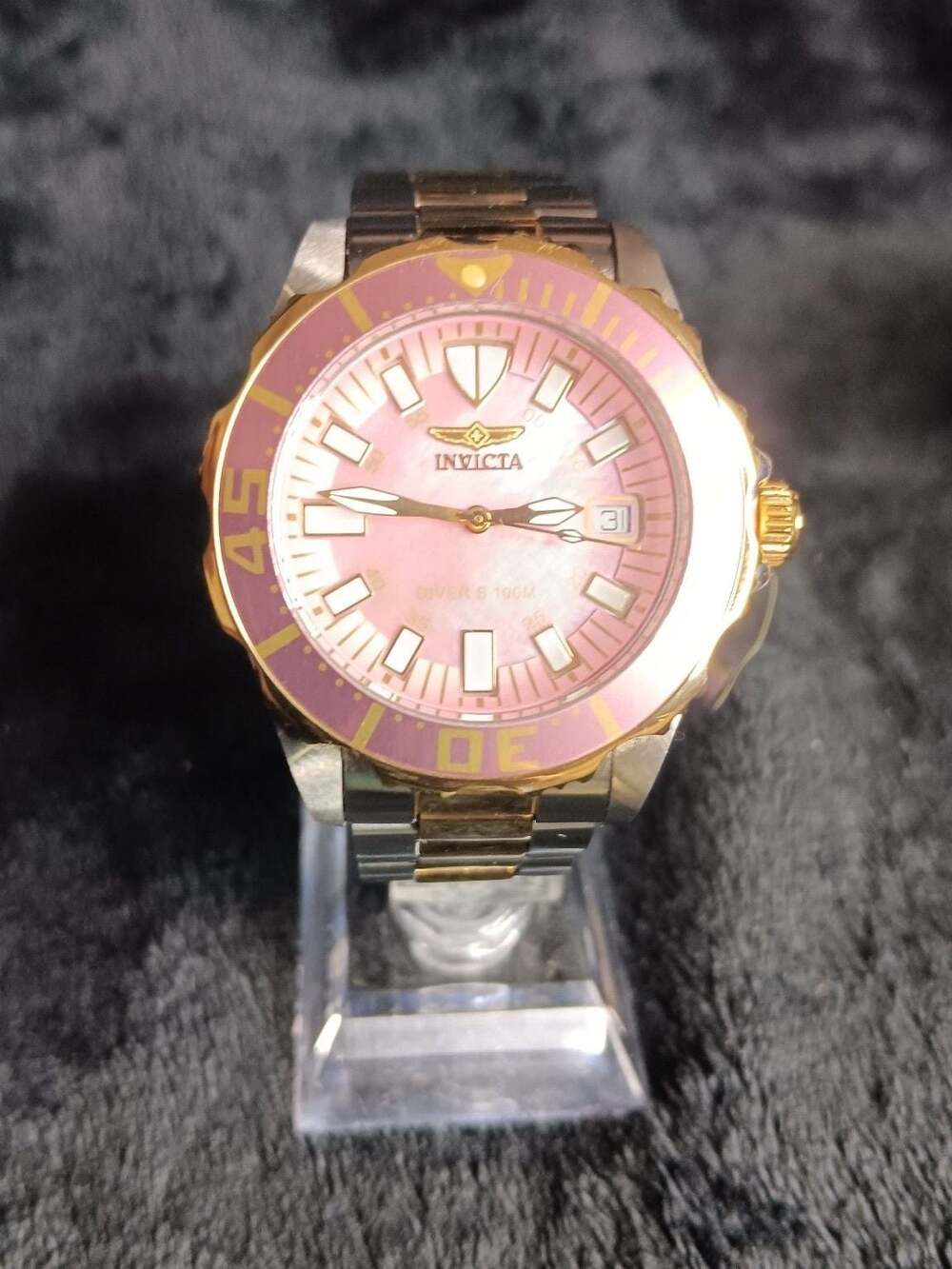 Invicta Women's Quartz Two-Tone Stainless Steel Watch with Pink Mother-of-Pearl